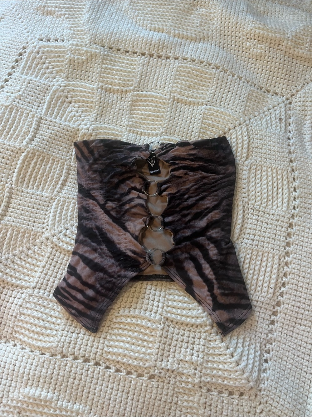 Windsor Brown and Black Tiger-Print Leggings with Front Ring Detail